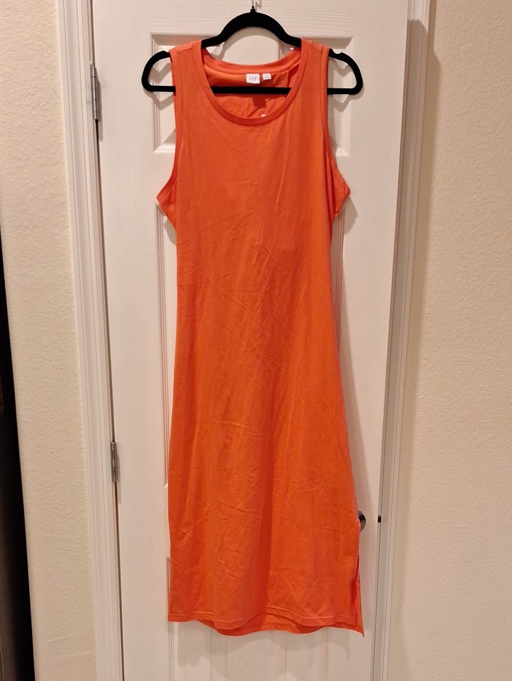 GAP - Sleeveless Orange Midi Cotton Knit Dress with Tie Back - Large Tall nwt